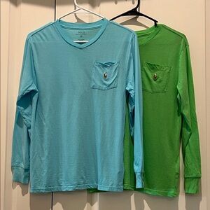 Polo by Ralph Lauren Light Blue and Green Long Sleeve Shirts